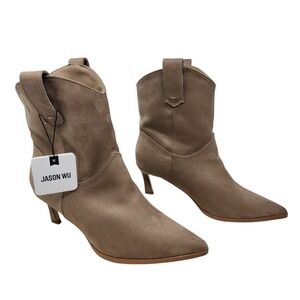 Jason Wu Ankle Boot 7.5 Women Kodey FS Tan Faux Suede Pointed Toe Western Kitten